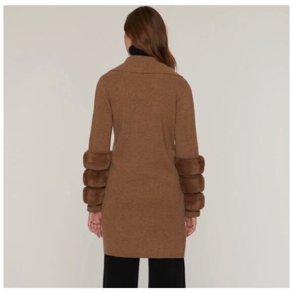 $796 The Cashmere Project Cashmere Cardigan Jacket Faux Fur Coat Sz M sweater - Picture 9 of 12